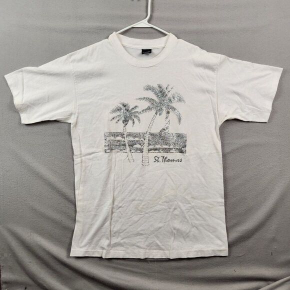 Vintage Diamond Dust St Thomas Destination T-Shirt Single Stitch Glitter Size XL - Picture 1 of 11